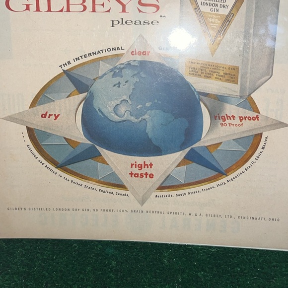 Vintage Gilbeys Distilled London Dry Gin - The International Gin Bar Ad Wall Art - Picture 4 of 10